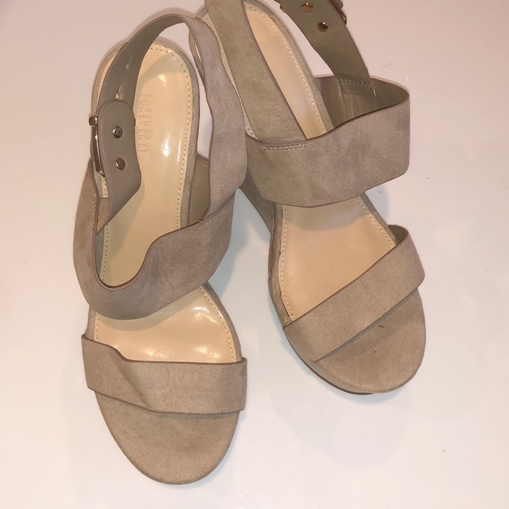 Light tan wedge heels